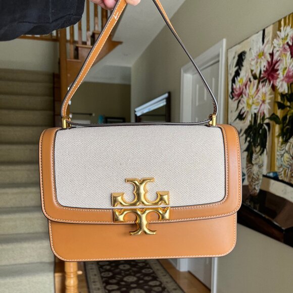 Tory Burch Eleanor Shoulder Bag in Leather/Canvas, size Medium - Authentic - Picture 3 of 17